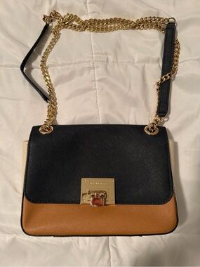 Michael Kors Black and Tan Chain Crossbody Bag